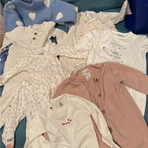 Baby Clothing Bundle with Pink Cardigan and Printed Onesies